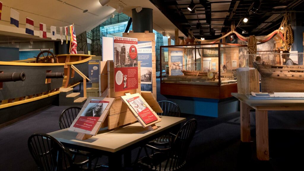 Patriots & Pirates exhibit room at the Independence Seaport Museum