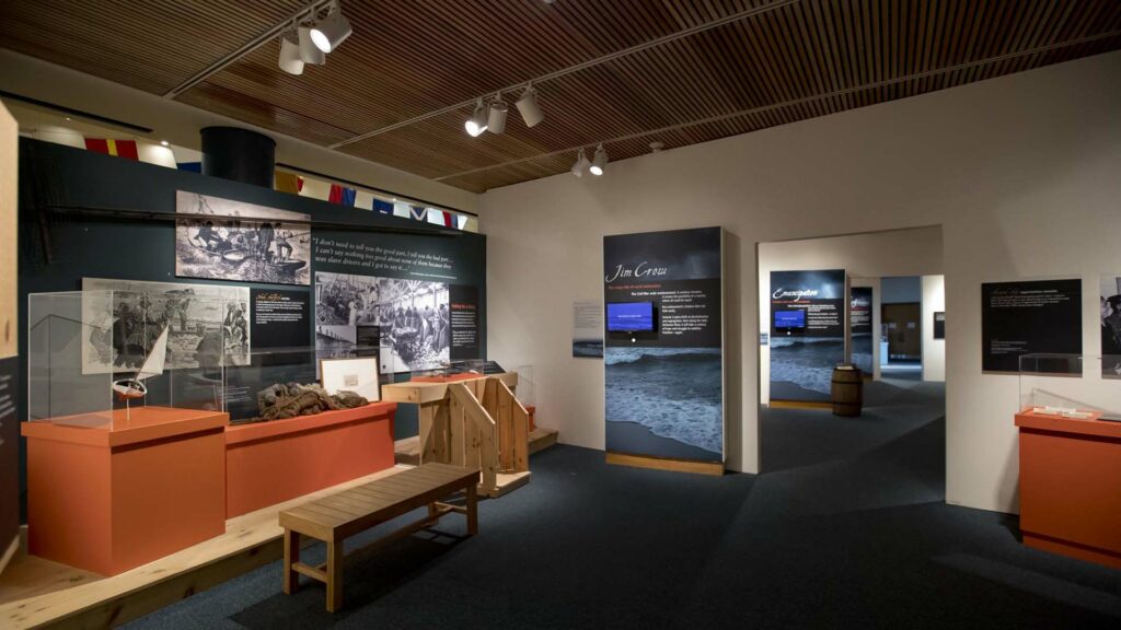 Photo of the exhibit room for Tides of Freedom at the Independence Seaport Museum