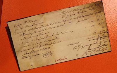 Facsimile of an old bill of sale on exhibit at The Independence Seaport Museum